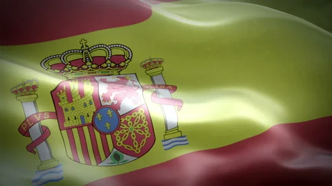 Spain flag video waving in wind. Realistic Spanish Flag background. Spain Flag Stock Footage 96872011