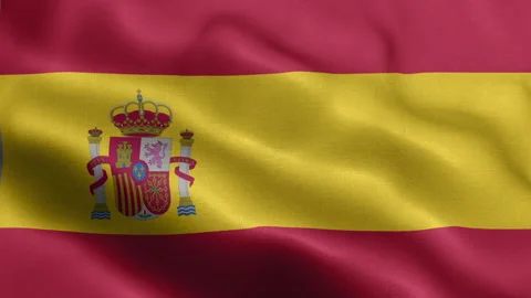 Spain Flag Waving Animation | Realistic 3D National Flag Loop 4K Stock Footage 344824645