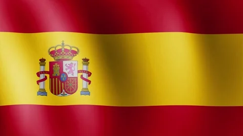 Spain flag waving, close-up of Spain national flag Stock Footage 340407774