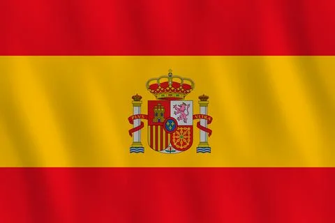 Spain flag with waving effect, official proportion. Stock Illustration