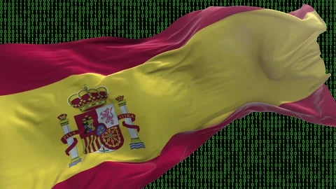 Spain flag - Waving flag on matrix binary code background Stock Footage 321421883