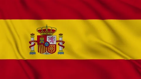 Spain flag waving in the wind. 3D flag fabric surface background animation Stock Footage 133637146