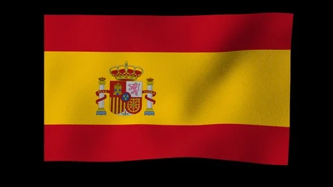 Spain flag waving in wind on alpha channel Stock Footage 88458930