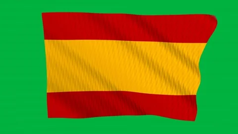 Spain flag waving in the wind on a green screen Stock Footage 343646879