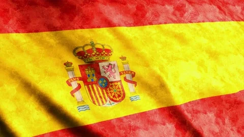 Spain Flag waving in the wind grunge version Stock Footage 236420924
