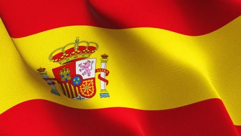 Spain flag waving on wind. Stock Illustration