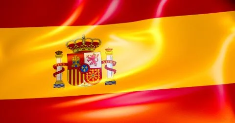 Spain flag in the wind . 3d illustration Stock Illustration