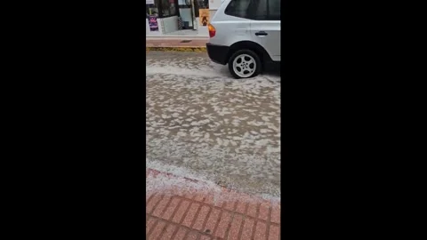 Spain: Flash Flooding and Hail Hit Malagas Antequera Area Video stock 330122194