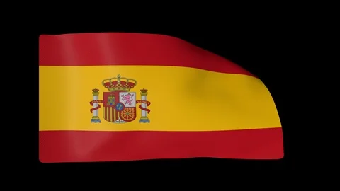 Spain Full Flag plus alpha channel 库存影片 87268551