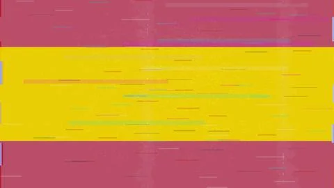 Spain Glitch Flag Vector - RGB Split Digital Video Frame Design Stock Illustration