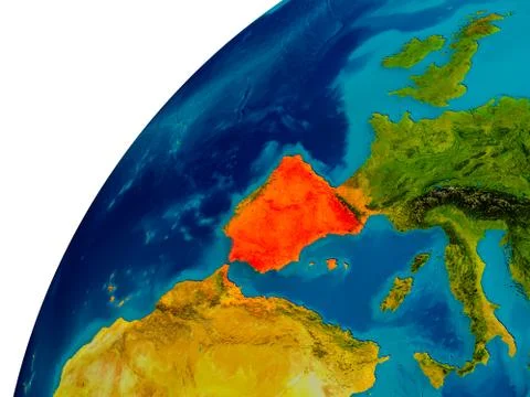 Spain on globe Stock Illustration