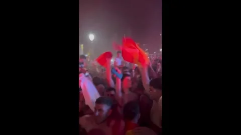 Spain: Granada Erupts in Jubilation as Spain Fans Flood Streets to Celebr... Stock Footage 340167946