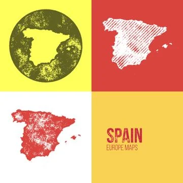 Spain Grunge Retro Map Stock Illustration
