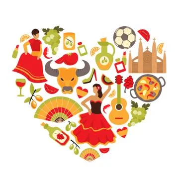 Spain heart print Stock Illustration