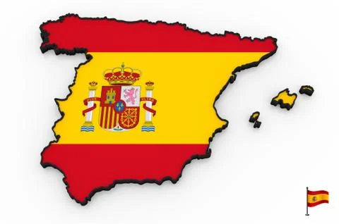 Spain high detailed 3D map Stock Illustration