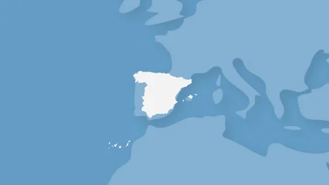Spain Highlighted on World Map Animation Country Location Reveal Stock Footage 339273172