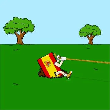 Spain in a hole Stock Illustration