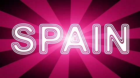 Spain icon in red abstract background with rays. Stock Footage 114020998