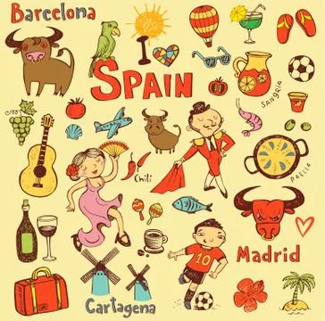 Spain icons collection Stock Illustration