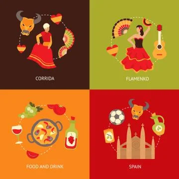 Spain icons composition set Stock-Illustration