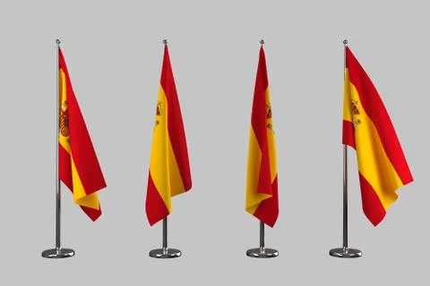 Spain indoor flags isolate on white background 스톡 일러스트
