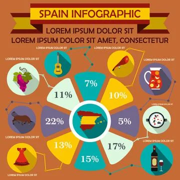 Spain infographic elements, in flat style Stockillustratie