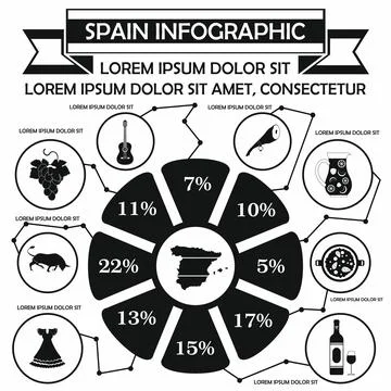 Spain infographic elements, simple style 스톡 일러스트