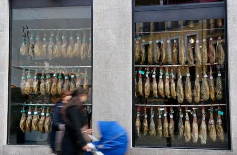 Spain Jamon Iberico Window Stock Photos
