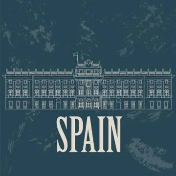 Spain landmarks. Retro styled image Illustrazione stock