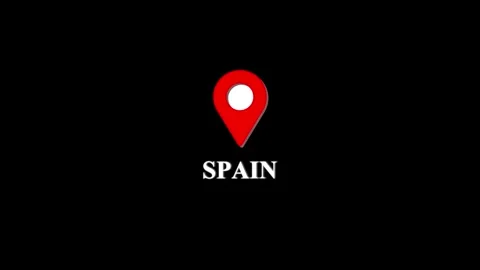 Spain location pin animation on black background, for travel and, mapping p.. 스톡 동영상 333290989