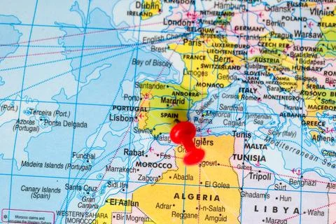 Spain Location on World Map Stock Photos