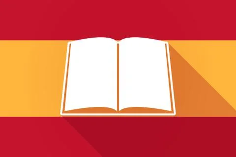 Spain long shadow flag with a book Stock Illustration