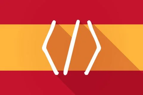 Spain  long shadow flag with a code sign 库存插图