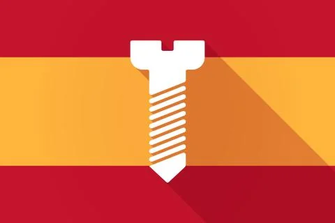 Spain  long shadow flag with a screw Illustrazione stock