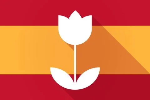 Spain  long shadow flag with a tulip Stock Illustration