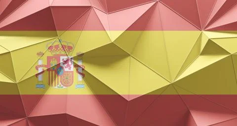 Spain low poly design flag. Spain flag illustration Иллюстрация