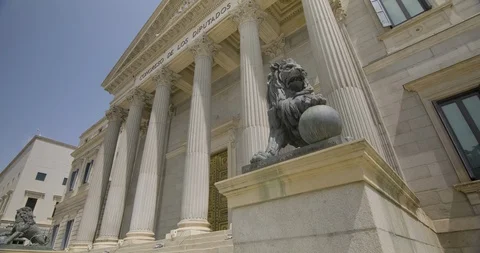 Spain Madrid Congreso-de-los-Diputados-Lions 422 25FPS Stock Footage 128404574