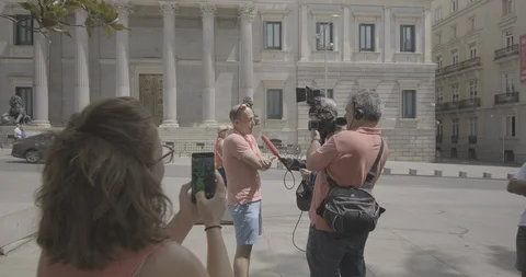 Spain Madrid Congreso-de-los-Diputados-ORF-News-Interview 422 25FPS Stock Footage 128404857