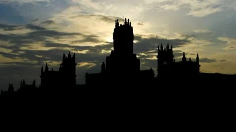 Spain Madrid golden sunset Stock Footage