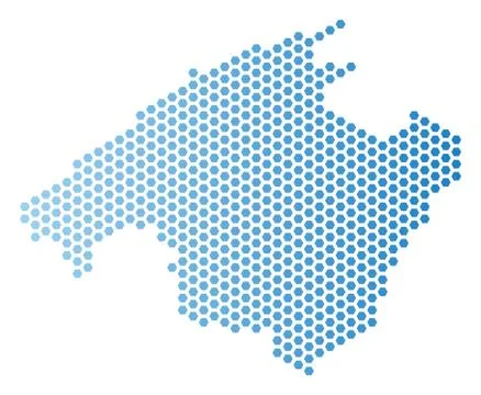 Spain Mallorca Island Map Hex-Tile Scheme Ilustração Stock