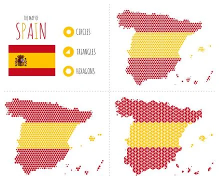 Spain Map in 3 Styles Stock Illustration