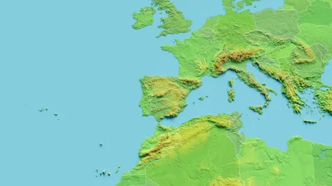 Spain Map 3D animated with Borders Stock-Footage 348533569