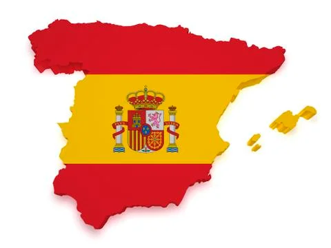 Spain map 3d shape Stock Illustration