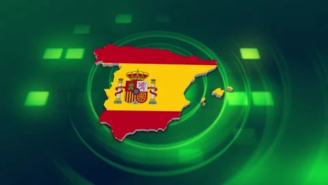 Spain Map and Flag Background Video stock 344029898