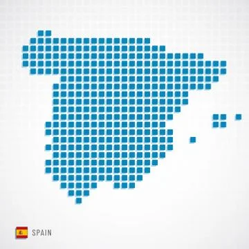 Spain map and flag icon Stock Illustration