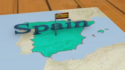 Spain Map and Spain Flag Stock Footage 275191857