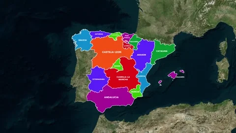 Spain Map Animation Highlighting Zoom Effect 4K Stock Footage 336376915