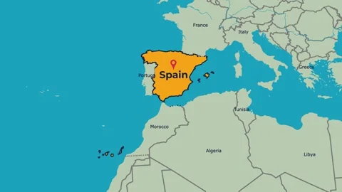 Spain Map Animation Locator Zoom 4K Motion Graphic Stock Footage 339784041