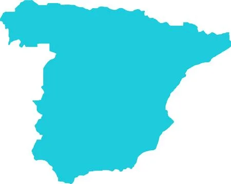 Spain MAP in Blue, Country Map, Spain, Border Map, Border line of Spain, Ge.. Stock Illustration