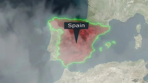 Spain Map - Clouds Effect Stock Footage 267798983